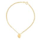 Pulseira Feminina Elo Português Com Coração De Ouro 18k