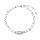 Pulseira feminina elos grumet zircônias folheada em ródio branco letizia