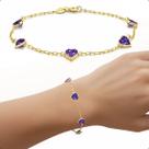 Pulseira Feminina Em Ouro 18k Pedras Coração De Zircônia 5mm