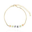 Pulseira feminina fina corações coloridos banhada a ouro 18k