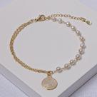Pulseira Feminina Folheada a Ouro com Pérolas e Pingente Pai Nosso