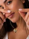 Pulseira Feminina Folheada a Ouro com Pingente de Coração Cravejado Colorido Delicada, Elegante e Romântica 500294 Pulseira Feminina Folheada a Ouro com Pingente de Coração Cravejado Colorido Delicada, Elegante e Romântica 500294