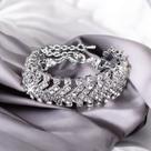 Pulseira Feminina Luxuosa em Prata 925 com Pedras de Zircônias Brilhantes Ajustável