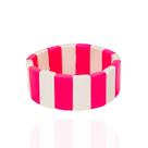 Pulseira feminina miçangas listrada rosa c/ branco