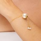 Pulseira Feminina Microesferas com Pingente de Coração e Pérolas Banhada a Ouro 18K Pulseira Feminina Microesferas com Pingente de Coração e Pérolas Banhada a Ouro 18K