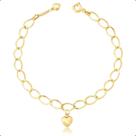 Pulseira Feminina Ouro 18k Com Berloque Coração