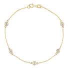 Pulseira feminina ouro com diamantes cordao elo portugues