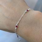 Pulseira Feminina Pedra Zircônia Coração Vermelho Prata 925
