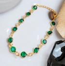 Pulseira Feminina Pedra Zircônia Verde Verde