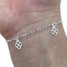 Pulseira Feminina Pingente Trevo Corações Prata 925 Legítima