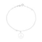 pulseira feminina prata 925 legitima símbolo da paz