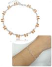 Pulseira Feminina Prata 925 Pedra Laranja Formato Borboleta