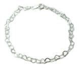 Pulseira Feminina Prata Legitima 925 Elo Coração 18 cm