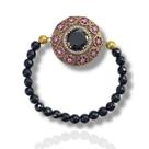 Pulseira Feminina Prata Turca 925 Fio Silicone Preta