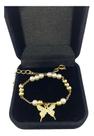 Pulseira Feminina Premium Elo Misto Pérolas Moedas Antigas