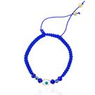 Pulseira feminina regulável trançado azul com olho grego