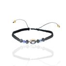 Pulseira feminina regulável trançado preta com olho grego