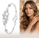 Pulseira Feminina Textura Diamantada Estrelas Acessórios Delicada Bracelete Ajustável Tendência