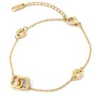 Pulseira Feminina Trevo Anya Número Romano Banhado Ouro Aço