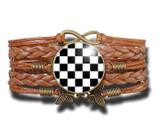 Pulseira Feminina Xadrez Quadriculado Preto e Branco Ajustável