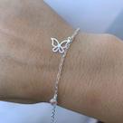 Pulseira Feminina Zircônia Rosa Borboleta Prata 925 Legítima