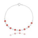 Pulseira feminina zircônia vermelha redonda em Prata 925 19cm