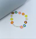 Pulseira Feminino flores Margaridas Flor Girassol coloridas branca Folheado a Prata Bracelete Prateado Primavera Moda Pulseira Feminino flores Margaridas Flor Girassol coloridas branca Folheado a Prata Bracelete Prateado Primavera Moda