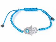 Pulseira Feng Shui Import Mão de Hamsá Azul com Pedras