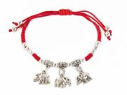 Pulseira Feng Shui Import Vermelha com 3 Pingentes de Elefante Pulseira Feng Shui Import Vermelha com 3 Pingentes de Elefante