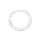 Pulseira Fígaro 3 Em 1 Grossa 9.5mm De Prata 925