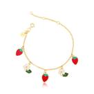 Pulseira Flor do Morango Revestida em Ouro