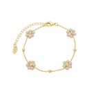 Pulseira flor pérolas daniela folheado a ouro 18k