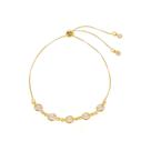 Pulseira folheada a ouro 18k betina ajustável zircônias