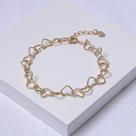 Pulseira Folheada a Ouro Elos Corações Diamantados Pulseira Folheada a Ouro Elos Corações Diamantados