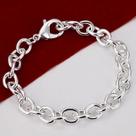 Pulseira Folheada Prata 925 20cm Elos Redondos Corrente Feminina Banhada Luxo Semijoia Noite Top