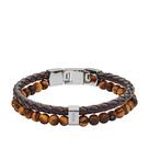 Pulseira Fossil JF03118040 Leather Beads Tigers Eye