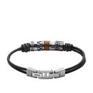 Pulseira Fossil JF84196040 de couro preto com miçangas 21,5 cm