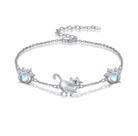 Pulseira GELOCH Cat em prata esterlina 925 com pedra da lua para mulheres Pulseira GELOCH Cat em prata esterlina 925 com pedra da lua para mulheres