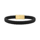 Pulseira Geoffrey Beene de couro trançado com fecho dourado 21cm