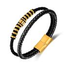 Pulseira Gold Accent para homens, couro PU trançado de dupla camada Pulseira Gold Accent para homens, couro PU trançado de dupla camada