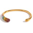 Pulseira Gold Snake Head com incrustação de cristal arco-íris