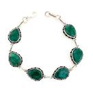Pulseira Gotas Pedra Esmeralda Indiana Prata 925 Pulseira Gotas Pedra Esmeralda Indiana Prata 925