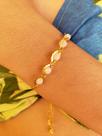 Pulseira gravata cristais rosa bebê em ouro 18k