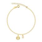 Pulseira Groumet Margarida Ponto De Luz Folheada A Ouro 18k