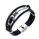 Pulseira Guitar Charm para homens, pulseira de couro PU de várias camadas Pulseira Guitar Charm para homens, pulseira de couro PU de várias camadas