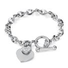 Pulseira Heart Charm para mulheres, corrente de aço inoxidável de 18 cm