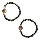 Pulseira Hematita Esferas 5mm Símbolo Fé Dupla Face