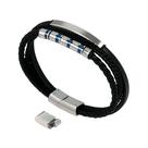 Pulseira Hengbofeng 316L em couro de aço inoxidável 22cm