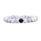 Pulseira Howlite Stone com miçangas de rocha de lava preta de 8 mm