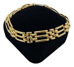 Pulseira Idêntica A Ouro Elo Xadrez 7mm Banhada a Ouro